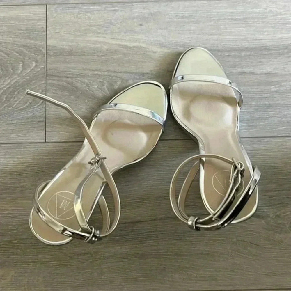 Silver Open Toe Heels - image 1